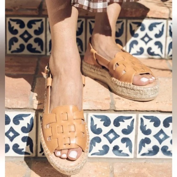 Soludos Sanibel Fisherman Leather Espadrille Sandals Sahara Pink Size 7.5 - Picture 1 of 16